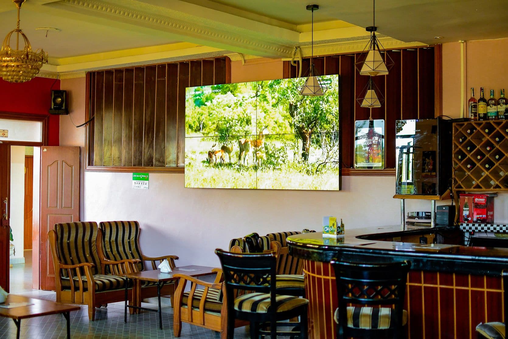 Bar and lounge seating at The Starbucks Hotel, Eldoret