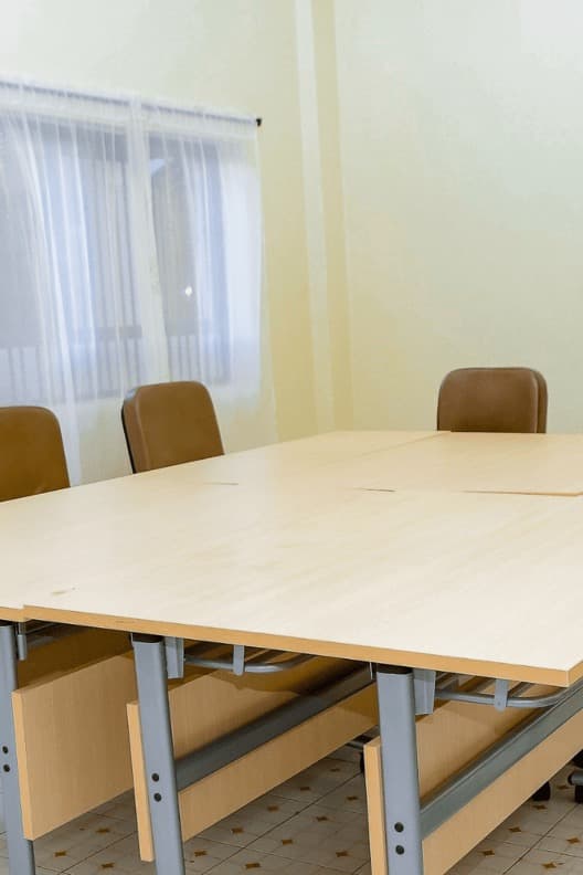 Boardroom table set up for a meeting at The Starbucks Hotel, Eldoret