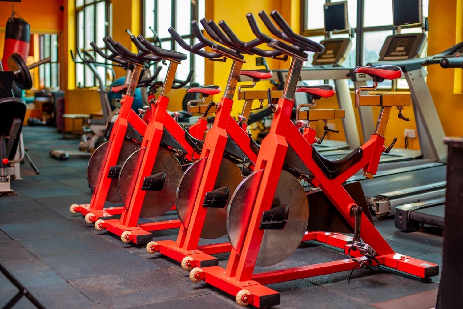 Spin bikes at the fitness centre, The Starbucks Hotel, Eldoret