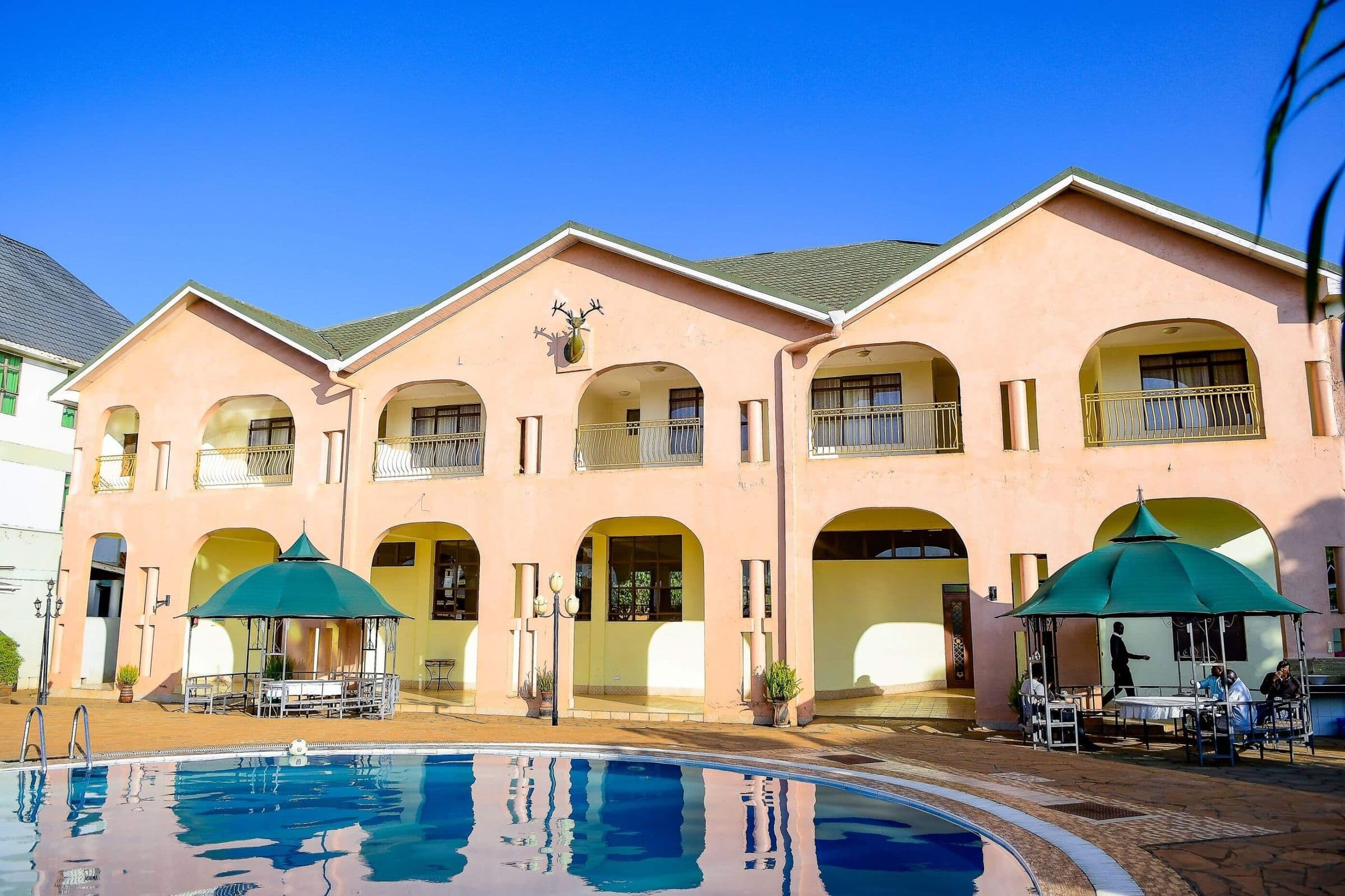 Outdoor swimming pool in the courtyard at The Starbucks Hotel, Eldoret